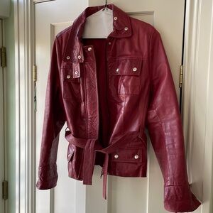 Italian made red leather jacket. Size XL. Fit more like M/L